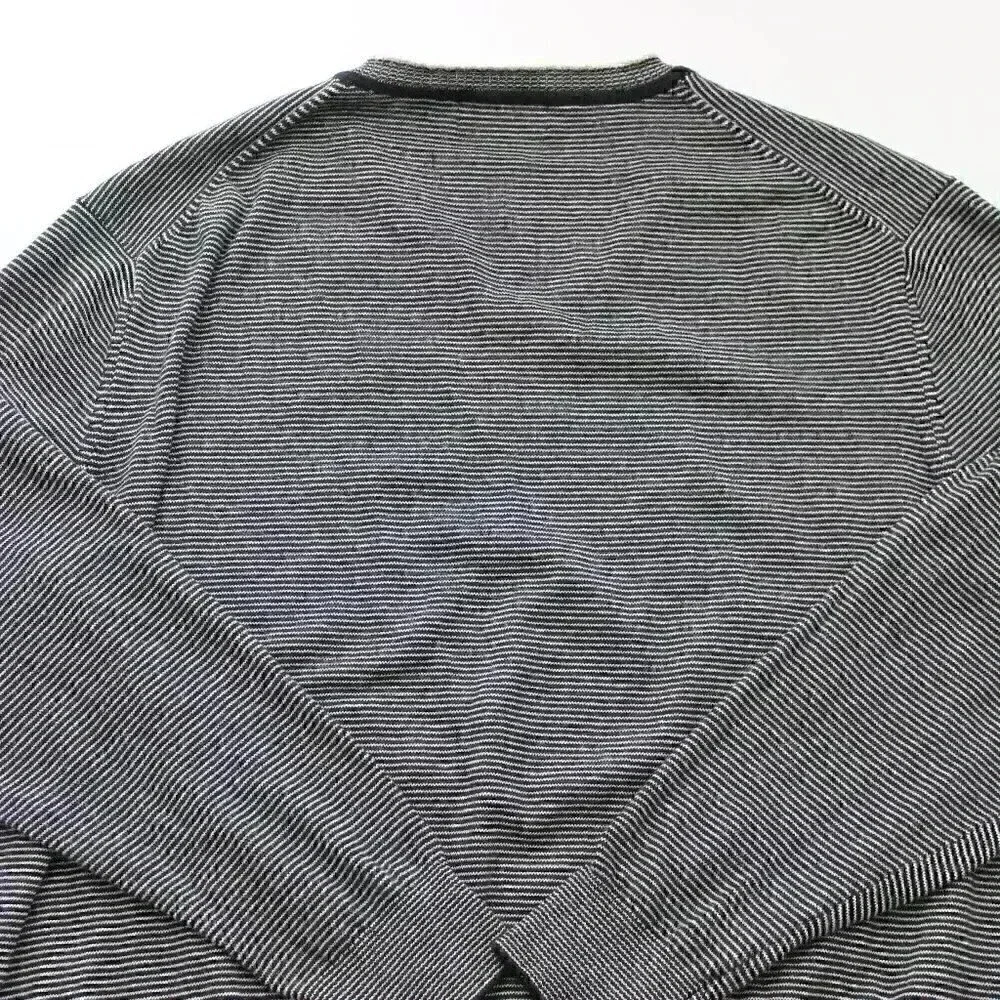 Bobby Jones Men's Medium Cashmere Blend Black White Striped V-Neck Sweater